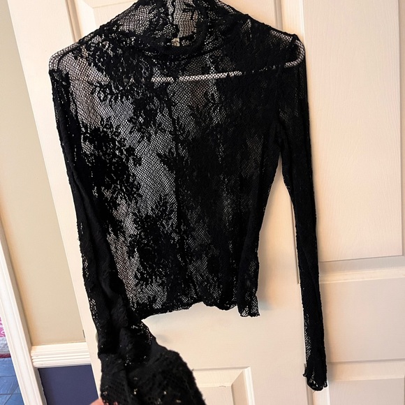 Free People Intimately - Black Sheer Lace Blouse - good condition, turtleneck. - Picture 1 of 5